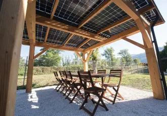 une ombriere solaire ou pergola sur une terrasse