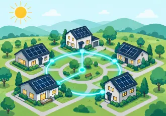 des maisons dans un quartier qui s'alimentent en électricité