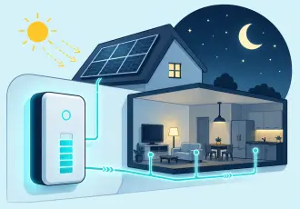 une batterie qui recharge une maison en electricité le soir