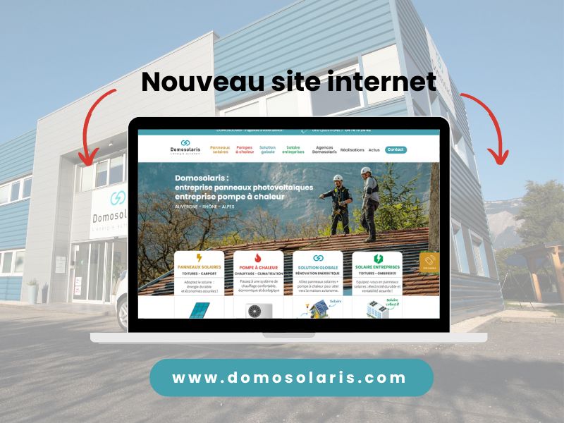 Domosolaris - nouveau site internet pour l'entreprise - vue de la page d'accueil